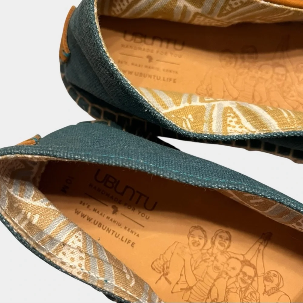 NWOT UBUNTU Life Classic Afidrilles Teal Espadrille Casual Handmade Shoes sz 10